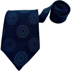 x'Andrini Blue w/ Polo Print Silk Hand Made Italy Mens Size 3" W 56"L